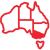 Map of Australia Icon with VIC highlighted in Red