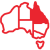 Icon of Australia with QLD Highlighted in Red