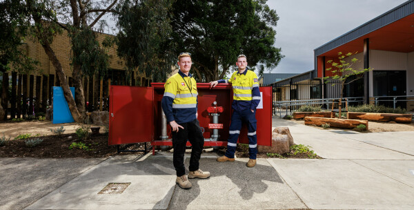 CBC Group fire Safety Team standing in front of water mains