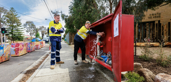 CBC Team inspecting water hydrant