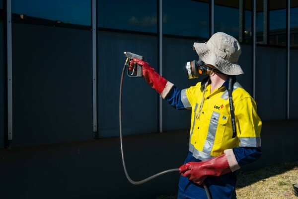 CBC Group staffer doing pest control spraying