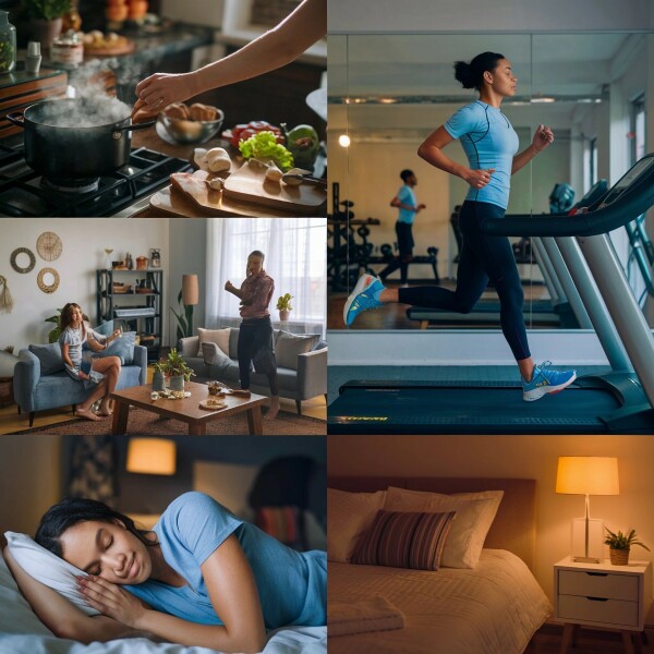 collage photos woman doing exercises gym
